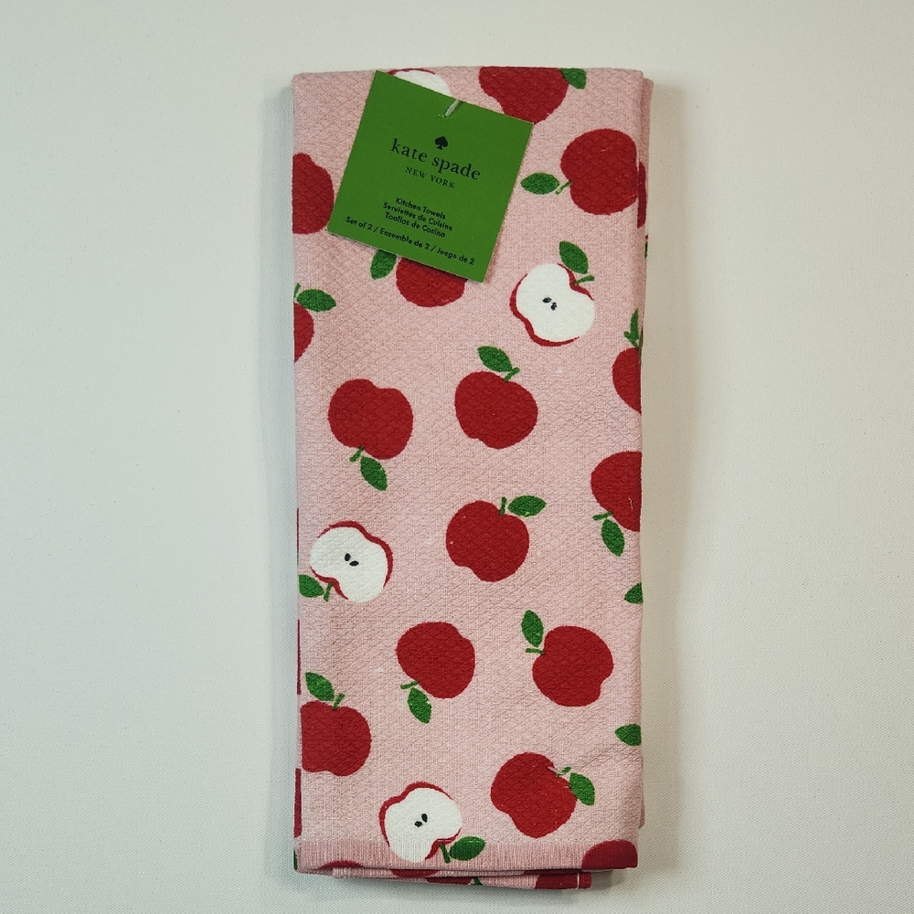 kate spade Pink Apple Kitchen Towel set of 2 NWT